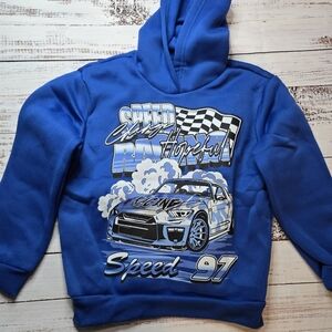 SHEIN Boys Blue Hoodie Sweatshirt "Speed Champ Hopeful Racing Speed 97" Sz 9 NEW